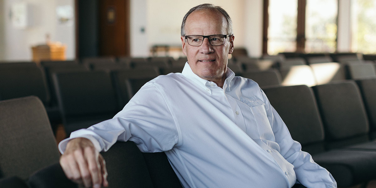 President Krueger sitting in Good Shepherd Chapel